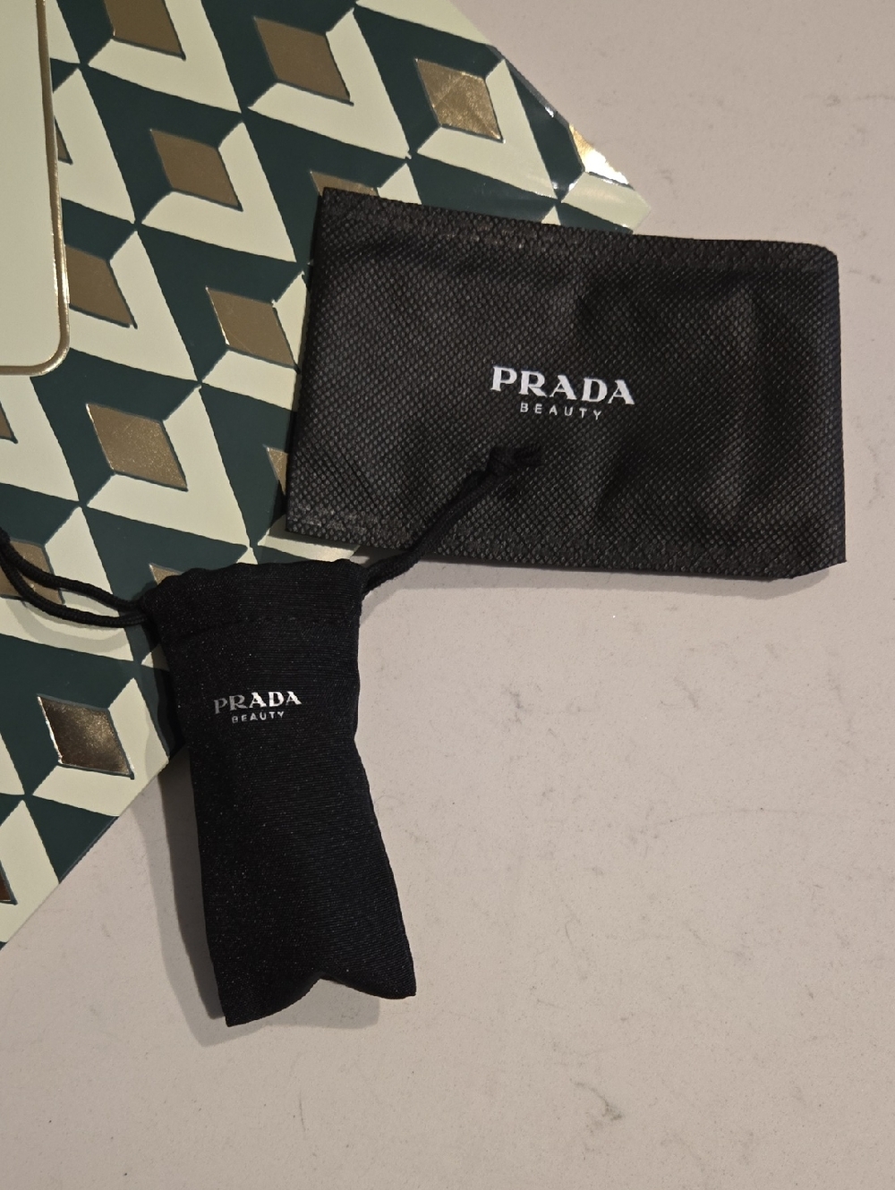 New Prada Lipstick Case Holder Blck Drawstring Pouch Prada Beauty Lipstick Pouch